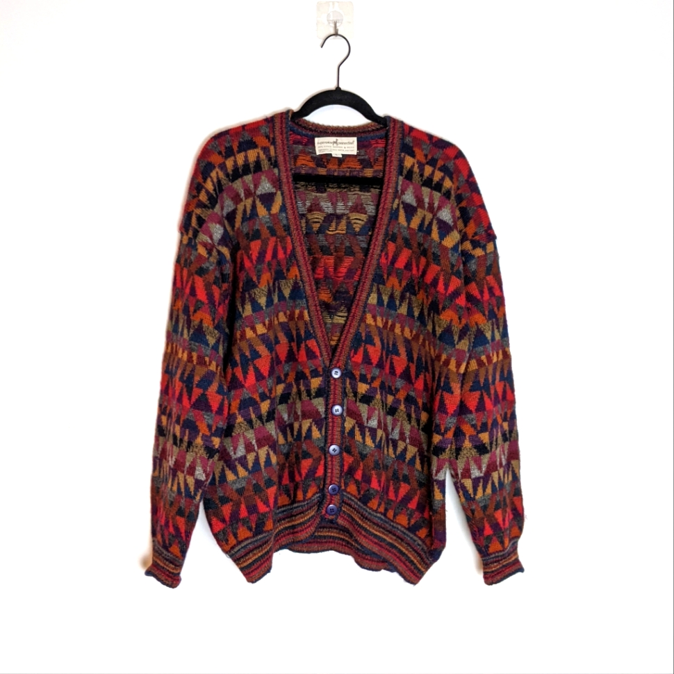 Rare Vintage Peruvian Connection Alpaca Handmade Southwest Cardigan Size L